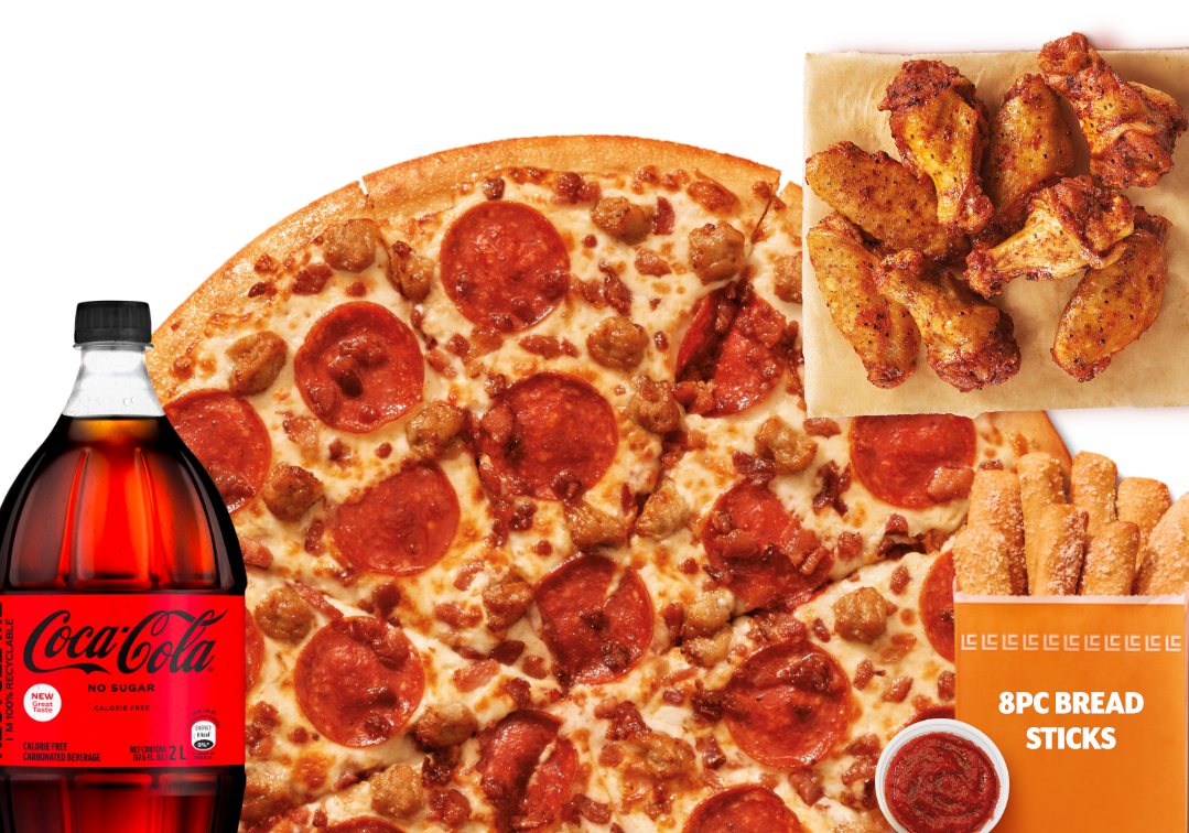 Super Meal with 3 Meat Pizza